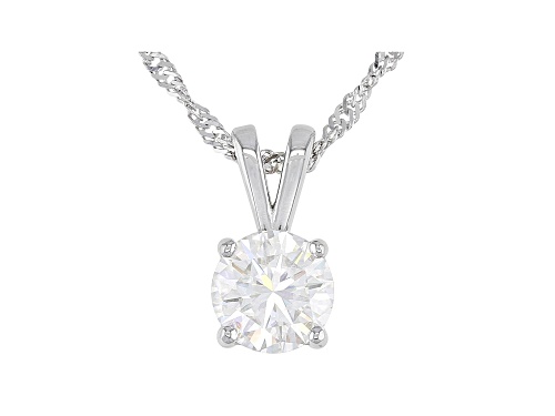 MOISSANITE FIRE(R) 1.50CT DEW ROUND PLATINEVE(TM) PENDANT WITH 18'' SINGAPORE CHAIN