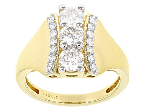 Photo of MOISSANITE FIRE(R) 1.27CTW DEW ROUND 14K YELLOW GOLD OVER STERLING SILVER RING - Size 7
