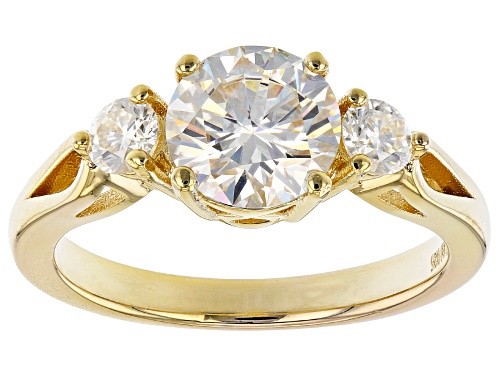 Photo of MOISSANITE FIRE(R) 1.82CTW DEW ROUND 14K YELLOW GOLD OVER STERLING SILVER RING - Size 11