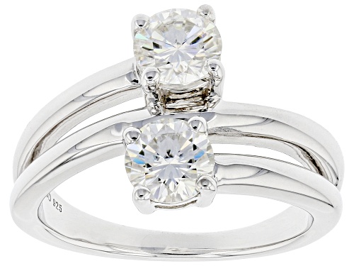 Photo of MOISSANITE FIRE® 1.20CTW DEW ROUND TWO STONE PLATINEVE® RING - Size 6