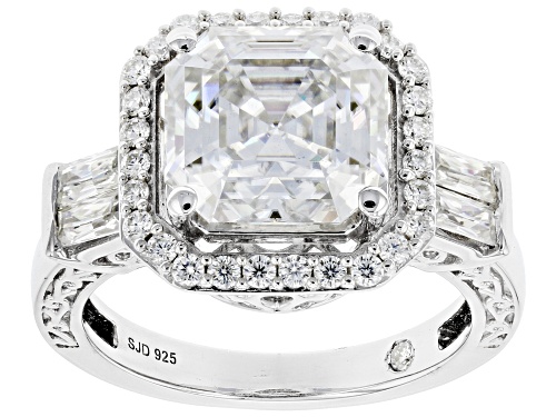 Photo of MOISSANITE FIRE(R) 5.29CTW DEW ASSCHER & BAGUETTE & ROUND PLATINEVE(R) RING - Size 9