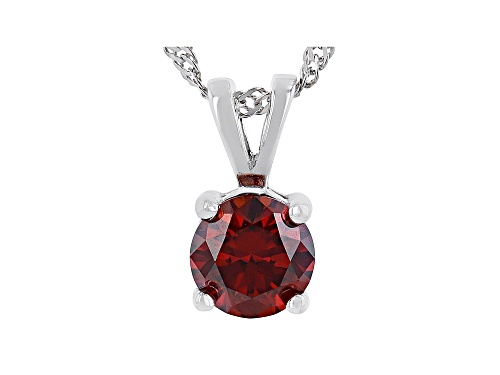MOISSANITE FIRE(R) RED .80CT DEW ROUND PLATINEVE(R) PENDANT AND SINGAPORE CHAIN