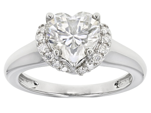 Photo of MOISSANITE FIRE(R) 2.04CTW DEW HEART SHAPE AND ROUND PLATINEVE(R) RING - Size 11