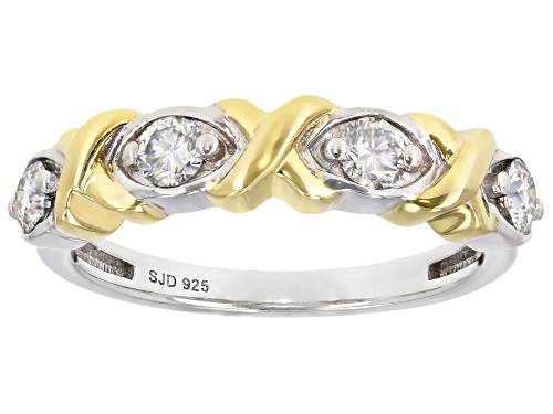 Photo of MOISSANITE FIRE(R) .40CTW DEW ROUND  PLATINEVE(R) AND 14K YELLOW GOLD OVER SILVER RING - Size 6