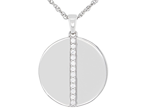 MOISSANITE FIRE® .12CTW DEW ROUND PLATINEVE®  DISC PENDANT AND 18 INCH  SINGAPORE CHAIN