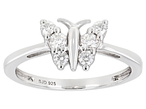 Photo of MOISSANITE FIRE® .28CTW DEW ROUND PLATINEVE® BUTTERFLY RING - Size 7