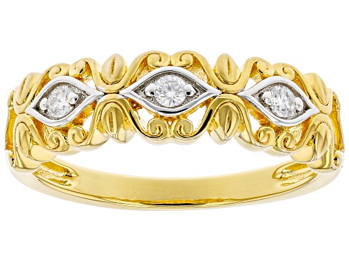 MOISSANITE FIRE(R) .09CTW DEW ROUND 14K YELLOW GOLD OVER STERLING SILVER BAND RING - Size 7
