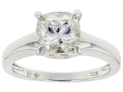 Photo of MOISSANITE FIRE(R) 2.26CTW DEW CUSHION CUT PLATINEVE(R) ENGAGEMENT RING - Size 10