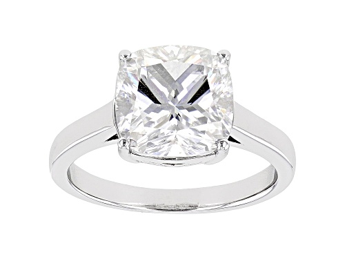 Photo of MOISSANITE FIRE(R) 5.02CT DEW CUSHION CUT PLATINEVE(R) SOLITAIRE RING - Size 6