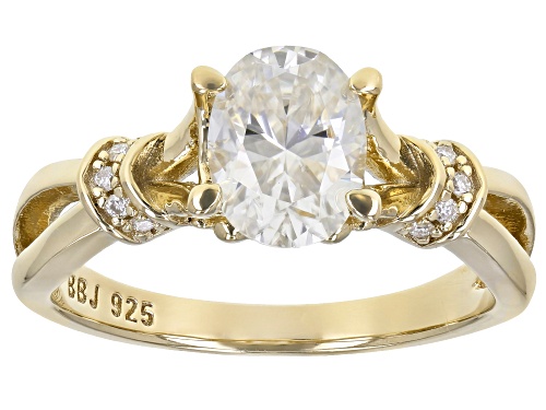 MOISSANITE FIRE(R) 1.62CTW DEW OVAL & ROUND 14K YELLOW GOLD OVER STERLING SILVER RING - Size 6
