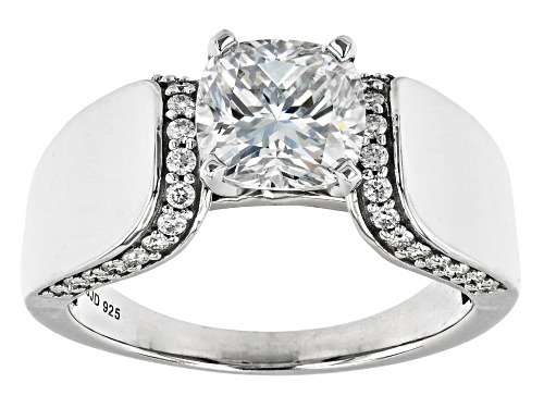 Photo of MOISSANITE FIRE(R) 2.38CTW DEW CUSHION CUT AND ROUND PLATINEVE(R) RING - Size 11