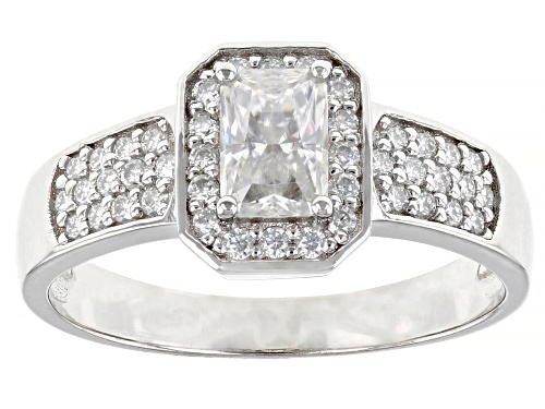 MOISSANITE FIRE(R) 1.12CTW DEW OCTAGONAL RADIANT CUT AND ROUND PLATINEVE(R) RING - Size 9