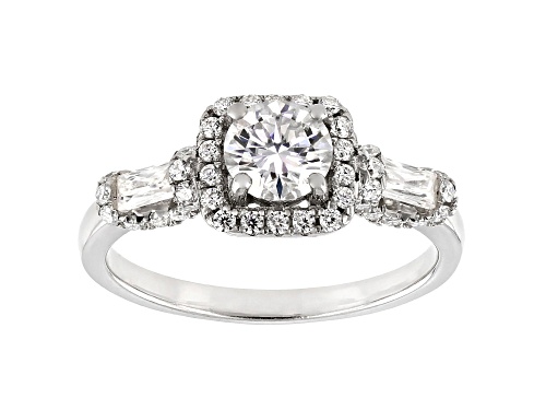 MOISSANITE FIRE(R) 1.24CTW DEW ROUND AND BAGUETTE PLATINEVE(R) RING - Size 9