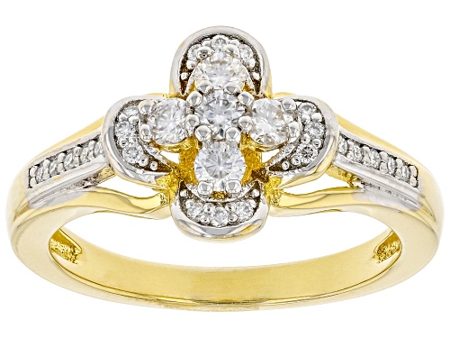 Photo of MOISSANITE FIRE(R) .47CTW DEW ROUND 14K YELLOW GOLD OVER SILVER RING - Size 11