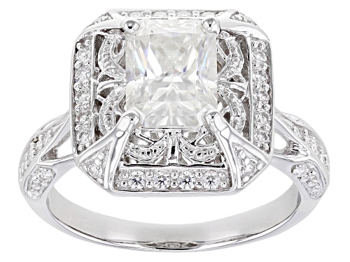 MOISSANITE FIRE(R) 2.16CTW DEW RADIANT CUT AND ROUND PLATINEVE(R) RING - Size 9