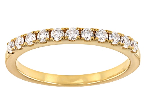 MOISSANITE FIRE(R) .33CTW DEW ROUND 14K YELLOW GOLD OVER SILVER BAND - Size 7