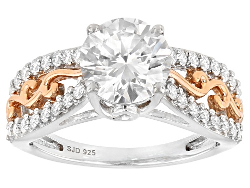 Photo of MOISSANITE FIRE(R) 2.54CTW DEW ROUND PLATINEVE(R) & 14K ROSE GOLD OVER SILVER RING - Size 10