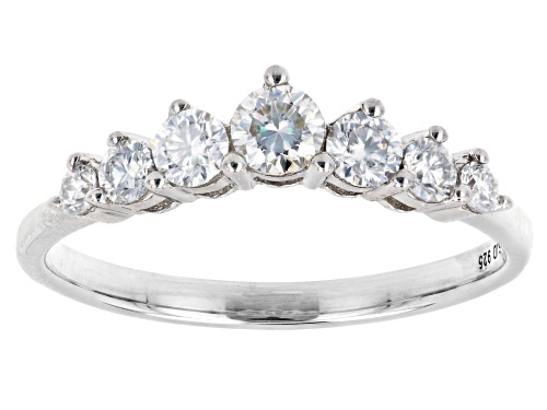 MOISSANITE FIRE(R) .54CTW DEW ROUND PLATINEVE(R) CHEVRON RING - Size 6