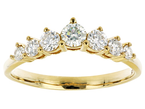 MOISSANITE FIRE(R) .54CTW DEW ROUND 14K YELLOW GOLD OVER SILVER CHEVRON RING - Size 6