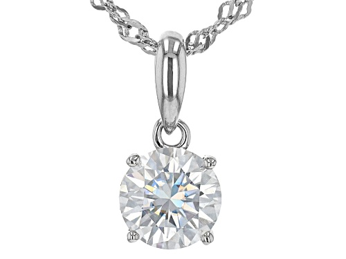 MOISSANITE FIRE(R) 1.26CTW DEW ROUND PLATINEVE(R) TWO TONE PENDANT & CHAIN