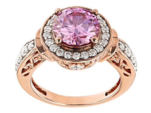 MOISSANITE FIRE(R) & PINK MOISSANITE  3.48CTW DEW 14K ROSE GOLD OVER SILVER RING - Size 8
