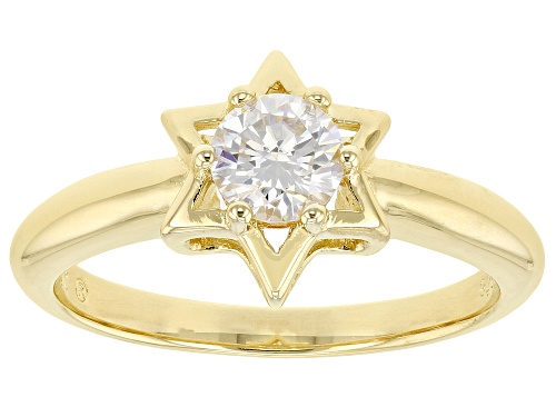 Photo of MOISSANITE FIRE(R) .50CT DEW ROUND 14K YELLOW GOLD OVER SILVER STAR RING - Size 8