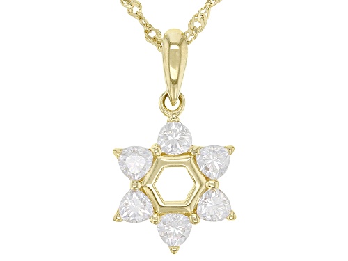 MOISSANITE FIRE(R) .84CTW DEW TRILLION CUT 14K YELLOW GOLD OVER SILVER STAR PENDANT & CHAIN