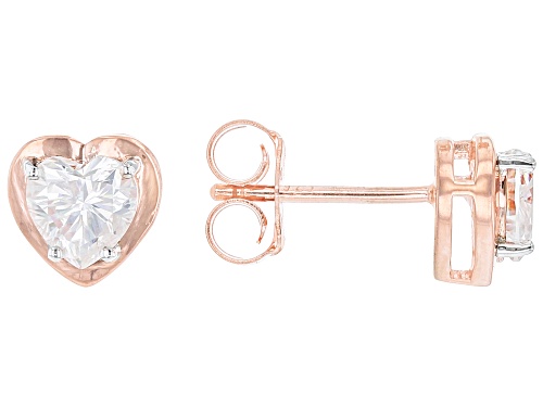 MOISSANITE FIRE(R) 1.20CTW DEW HEART SHAPE 14K ROSE GOLD OVER STERLING SILVER EARRINGS