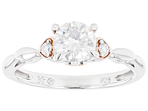 Photo of MOISSANITE FIRE(R) .86CTW DEW ROUND PLATINEIVE(R) & 14K ROSE GOLD OVER SILVER PROMISE RING - Size 9