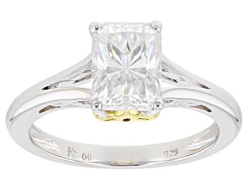 Photo of MOISSANITE FIRE(R) 1.80CT DEW RADIANT OCTAGONAL CUT PLATINEVE(R) & 14K YELLOW GOLD OVER SILVER RING - Size 7