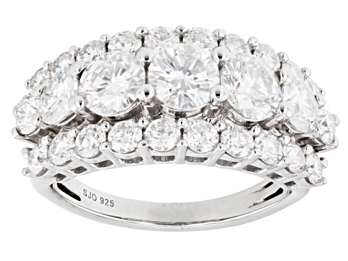 MOISSANITE FIRE(R) 3.36CTW DEW ROUND  PLATINEVE(R) RING - Size 6