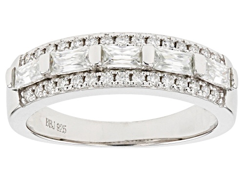 MOISSANITE FIRE(R) .75CTW DEW BAGUETTE & ROUND PLATINEVE(R) RING - Size 6