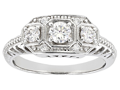 MOISSANITE FIRE(R) .47CTW DEW ROUND PLATINEVE(R) RING - Size 5