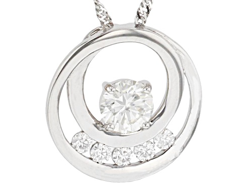 Photo of MOISSANITE FIRE(R) 1.30CTW DEW ROUND PLATINEVE(R) PENDANT & 18 INCH SINGAPORE CHAIN