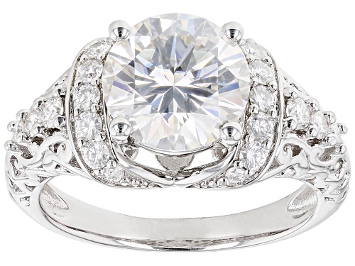 MOISSANITE FIRE(R) 3.20CTW DEW ROUND PLATINEVE(R) RING - Size 7