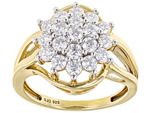 Photo of MOISSANITE FIRE(R) 1.02CTW DEW ROUND 14K YELLOW GOLD OVER SILVER RING - Size 5