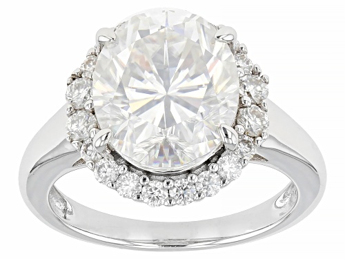 MOISSANITE FIRE(R) 6.48CTW DEW OVAL & ROUND PLATINEVE(R) RING - Size 10
