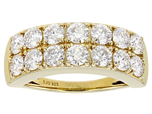 MOISSANITE FIRE(R) 2.24CTW DEW ROUND 14K YELLOW GOLD OVER SILVER RING - Size 9