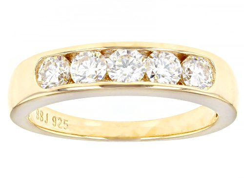 MOISSANITE FIRE(R) .80CTW DEW ROUND 14K YELLOW GOLD OVER SILVER RING - Size 6