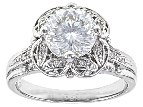 MOISSANITE FIRE(R) 2.34CTW DEW ROUND PORTUGUESE & ROUND BRILLANT CUT PLATINEVE(R) RING - Size 8