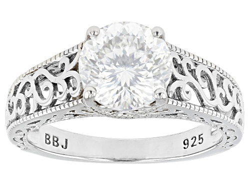 MOISSANITE FIRE(R) 2.10CT DEW ROUND PORTUGUESE CUT PLATINEVE(R) RING - Size 7