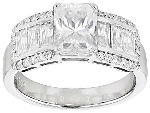 MOISSANITE FIRE(R) 2.64CTW DEW OCTAGONAL RADIANT, BAGUETTE & ROUND PLATINEVE(R) RING - Size 9