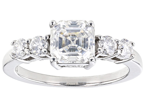 Photo of MOISSANITE FIRE(R) 1.90CTW DEW ASSCHER CUT & ROUND PLATINEVE(R) RING - Size 9