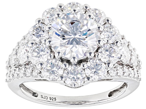 MOISSANITE FIRE(R) 4.38CTW DEW ROUND PLATINEVE(R) RING - Size 11