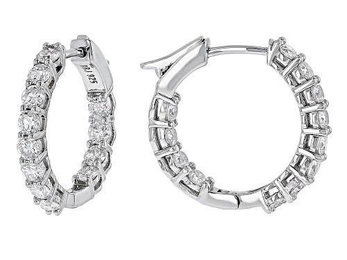 MOISSANITE FIRE(R) 2.40CTW DEW ROUND PLATINEVE(R) INSIDE OUT HOOP EARRINGS