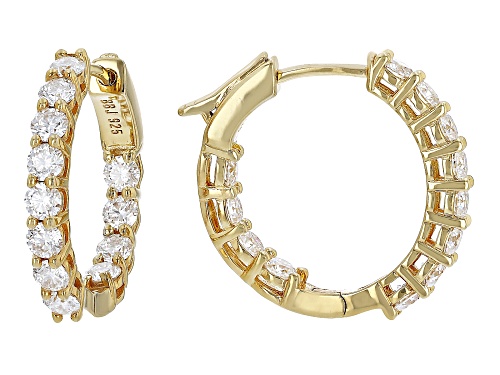 MOISSANITE FIRE(R) 2.40CTW DEW 14K YELLOW GOLD OVER SILVER INSIDE OUT HOOP EARRINGS