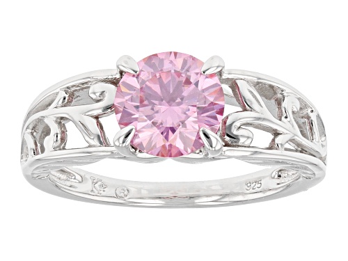 MOISSANITE FIRE(R) PINK 1.50CT DEW ROUND PLATINEVE(R) RING - Size 6