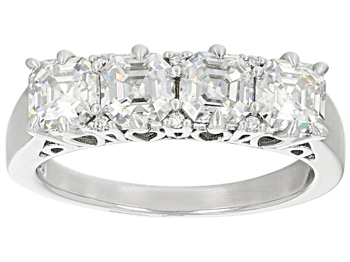 MOISSANITE FIRE(R) 1.66CTW DEW ASSCHER CUT & ROUND BRILLANT PLATINEVE(R) RING - Size 6