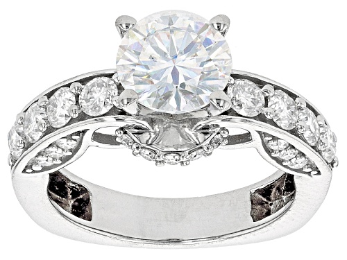 MOISSANITE FIRE(R) 3.14CTW DEW ROUND PLATINEVE(R) RING - Size 9