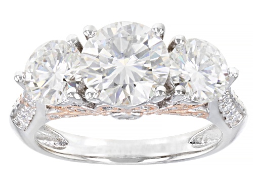 Photo of MOISSANITE FIRE(R) 4.00CTW DEW ROUND PLATINEVE(R) & 14K ROSE GOLD OVER SILVER RING - Size 6